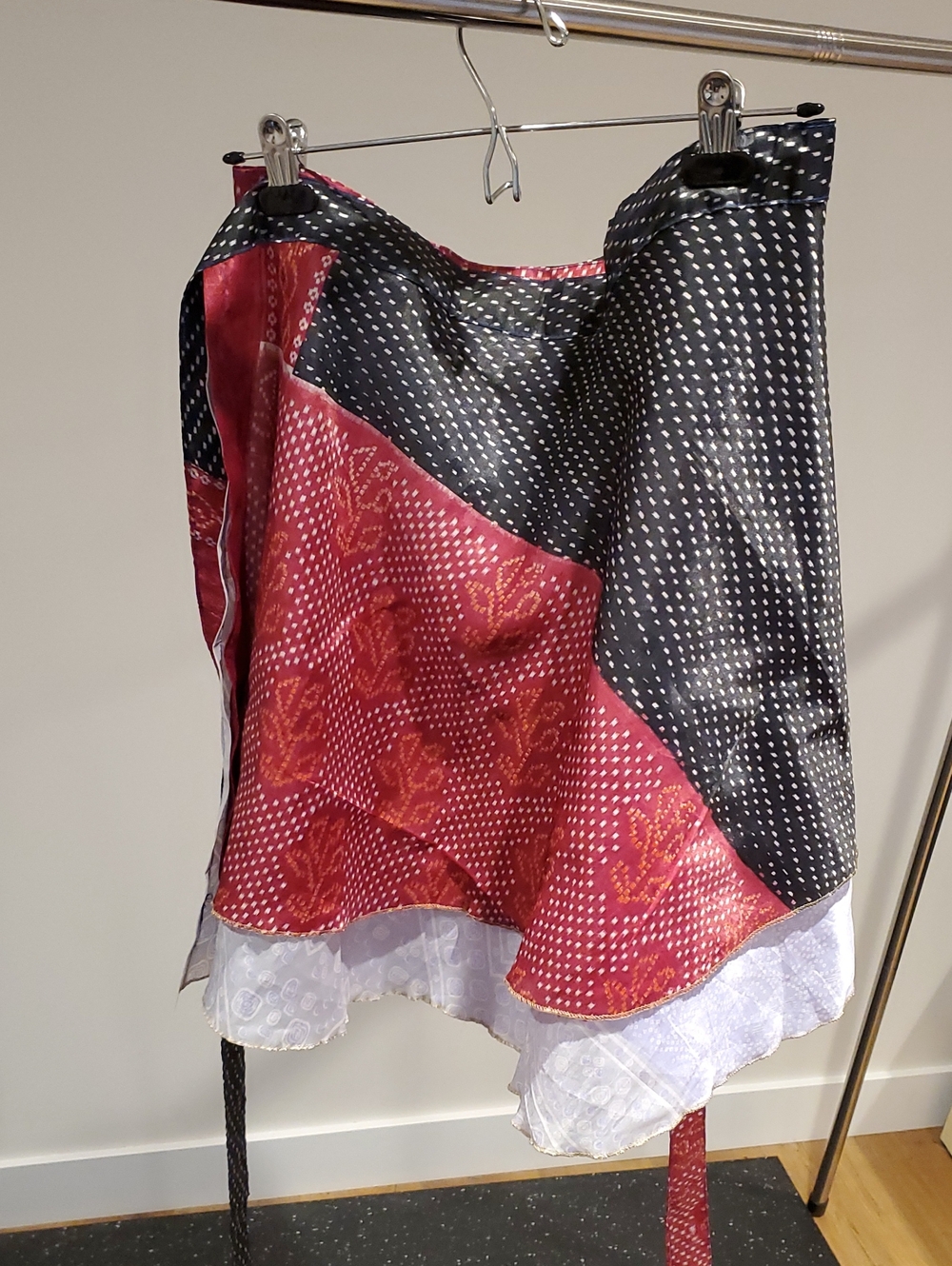 Asymmetrical Black and Red Patterned Wrap Skirt (Interchangeable)